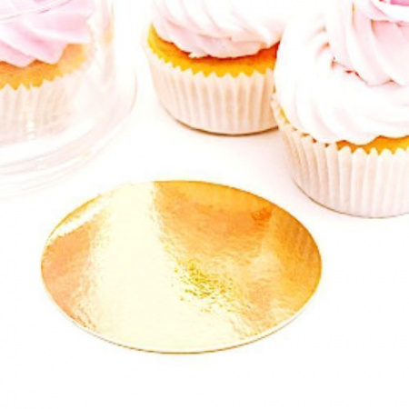 Подложка для пирожных Золото/Жемчуг 2х сторон. 0.8 мм, Ø 100 мм