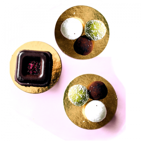 Подложка для пирожных Золото/Жемчуг 2х сторон. 0.8 мм, Ø 100 мм