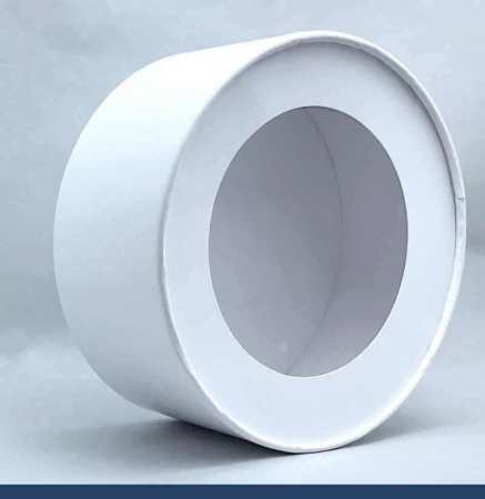 Коробка круглая с Окном (шайба) 145•60 мм Белая (крышка+дно)